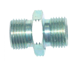 Dubbele nippel 3/8" - 1/4" BSP met 1mm smoring